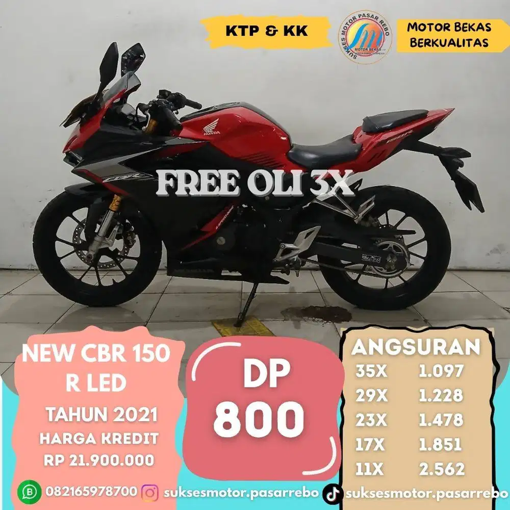 HONDA CBR 150 R TAHUN 2021 SIAP PAKAI, BERGARANSI, GRATIS SERVIS