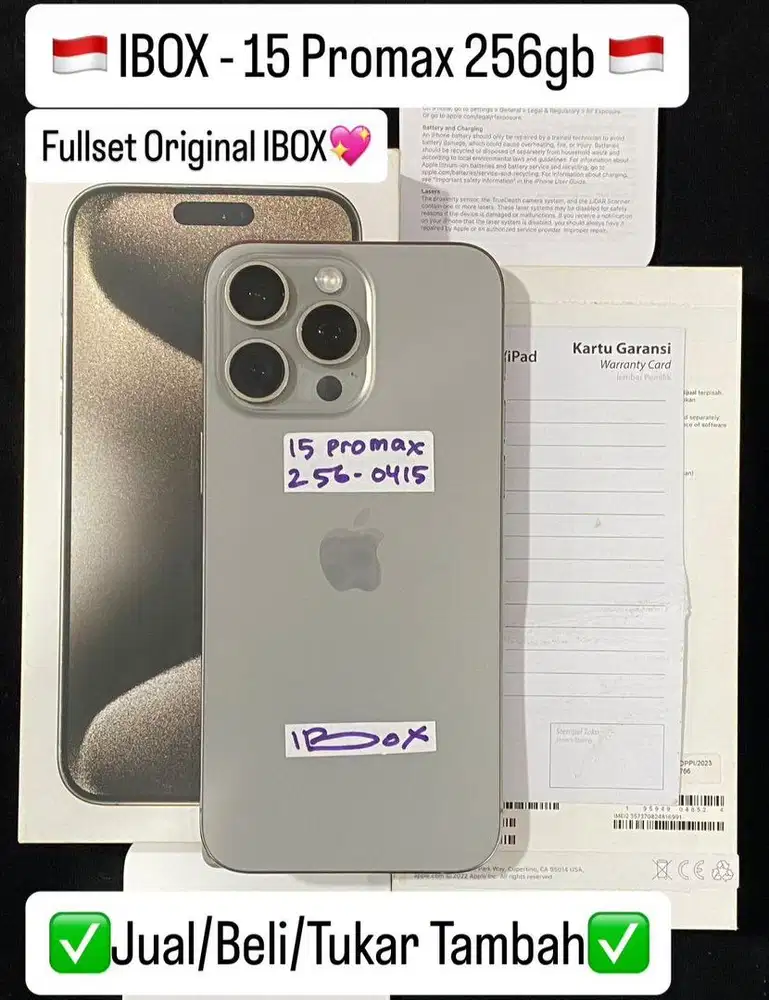 Iphone 15 promax 256 Gb Natural Titanium Resmi Ibox