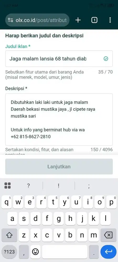 Jaga malam lansia 68thn wa ada di gambar ke 2