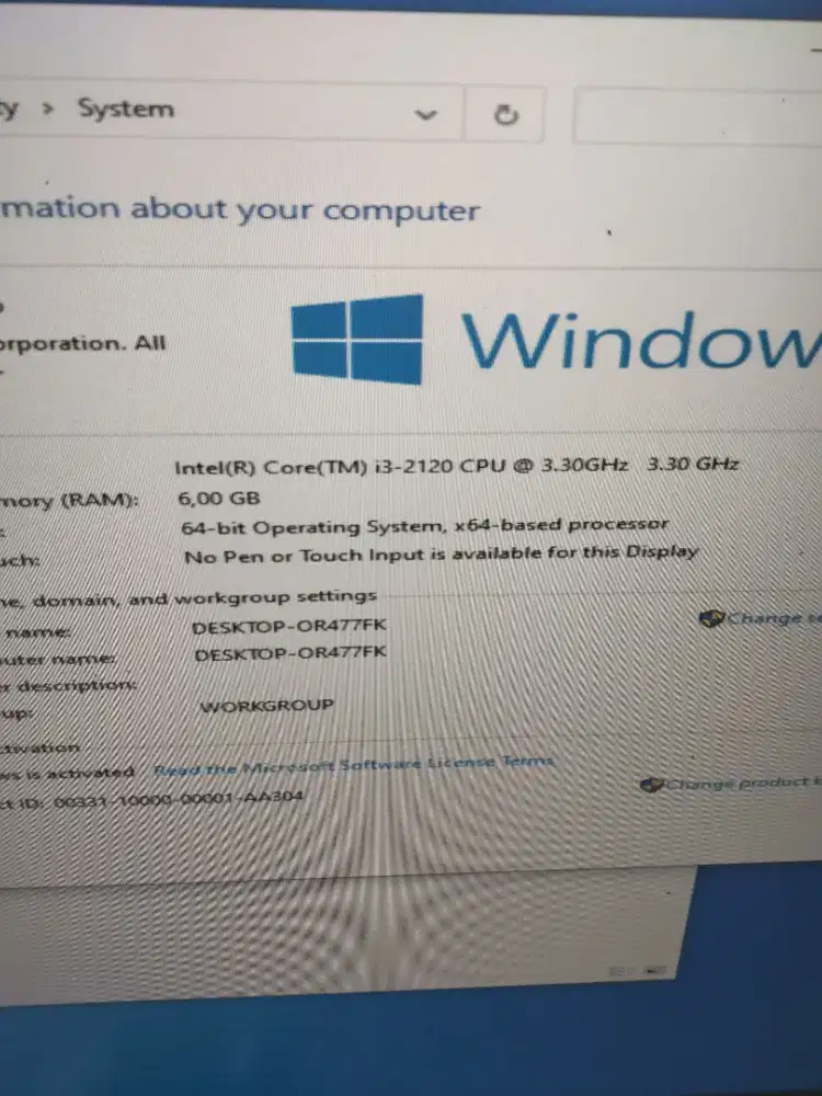 CPU build up merk hp  intel core i3 gen 3
