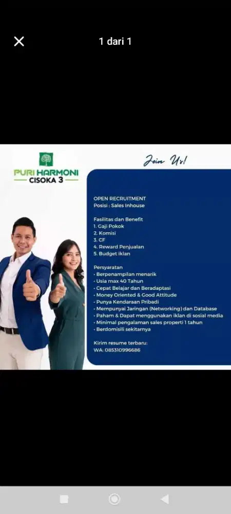 Lowongan marketing inhouse