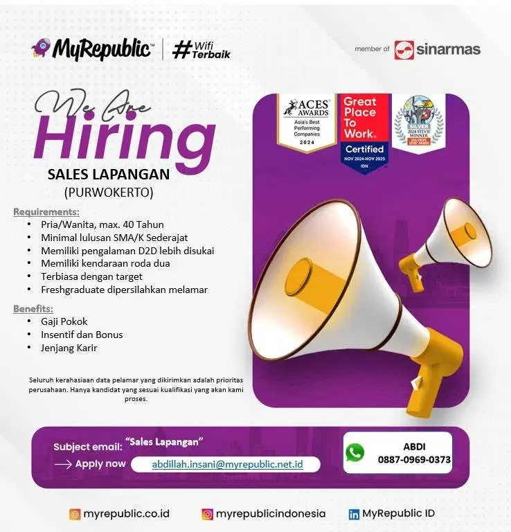 Sales wifi area Purwokerto Banyumas
