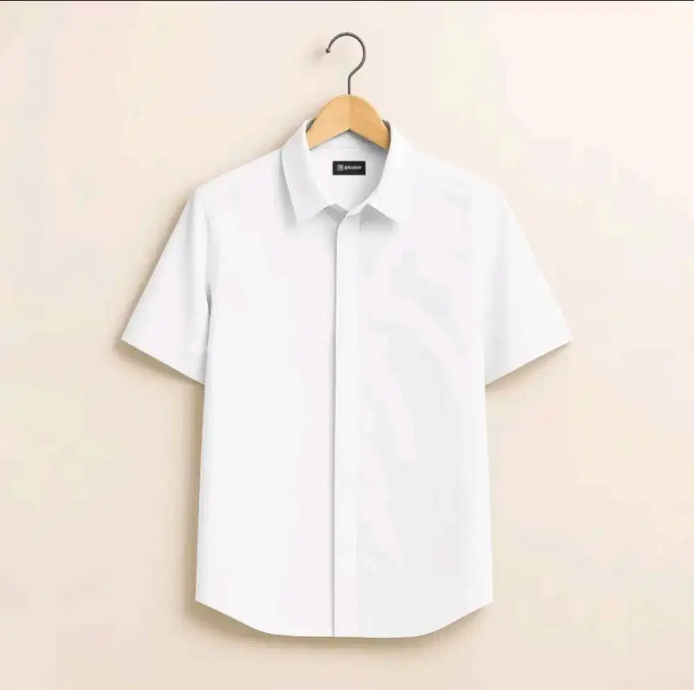 Broguy Kemeja Zipper Pria Lengan Pendek Slimfit