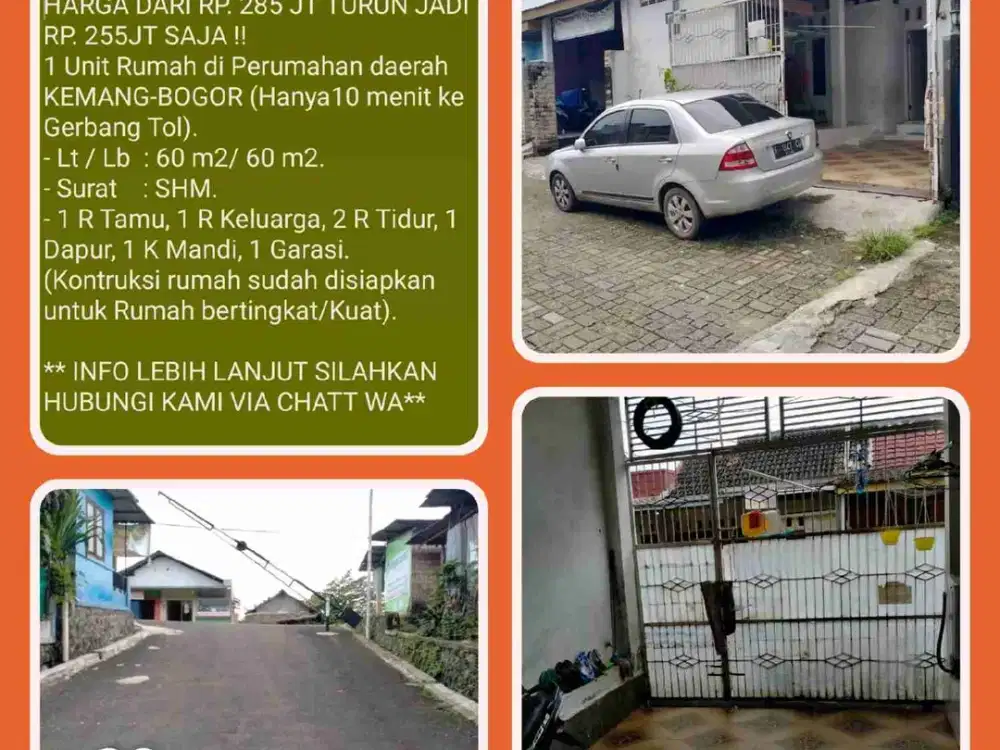 Rumah jual murah dalam komplek strategis pinggir jalan angkot dekat tol di Kemang-bogor. 020