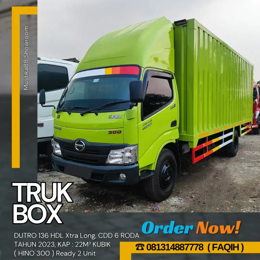 TRUK BOX BESI HINO DUTRO 136 HD, CDD 6 RODA, TAHUN 2023