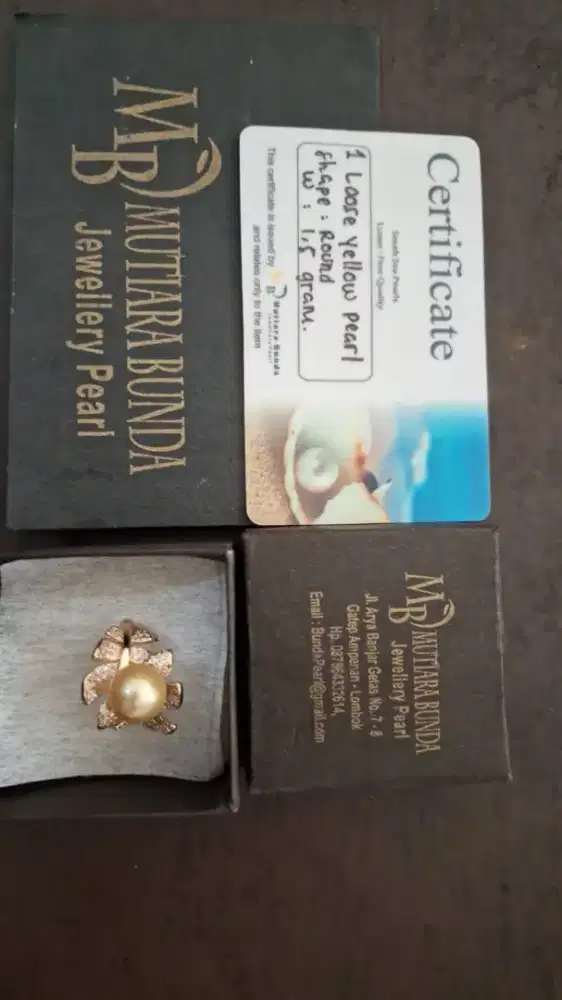 Murah cincin mutiara air Laut asli ada memo dan suratnya