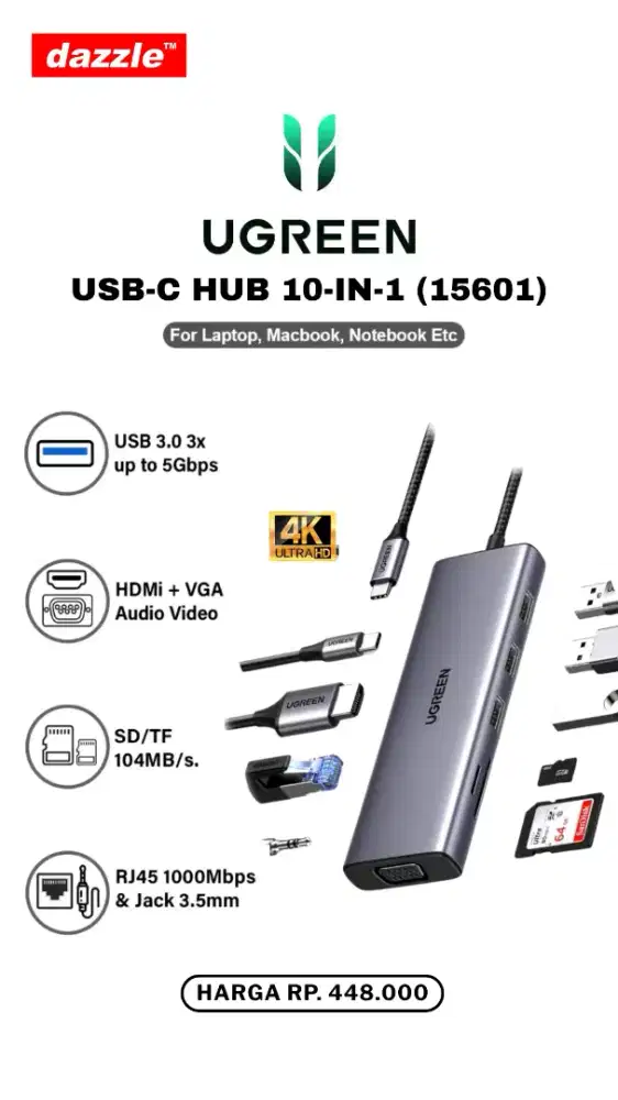 UGREEN USB TYPE C HUB 10-IN-1 (15601)