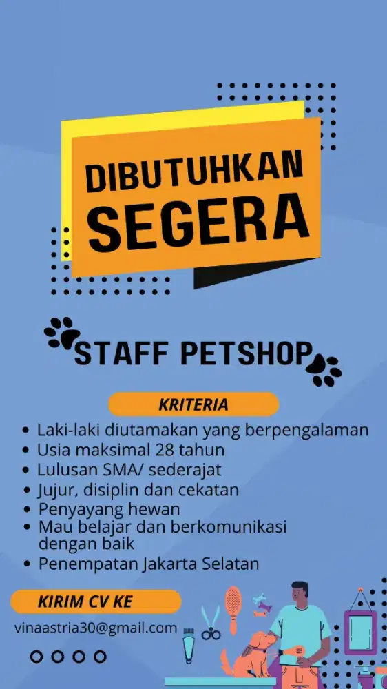 Lowongan kerja petshop/klinik hewan