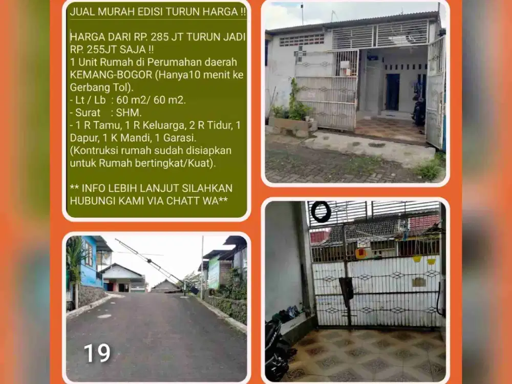 Rumah dijual murah dalam perumahan aman rukun strategis dekat ke tol di Kemang-bogor. 18.