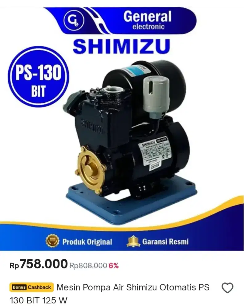 Pompa Shimizu otomatis PS-130 bit 125 w