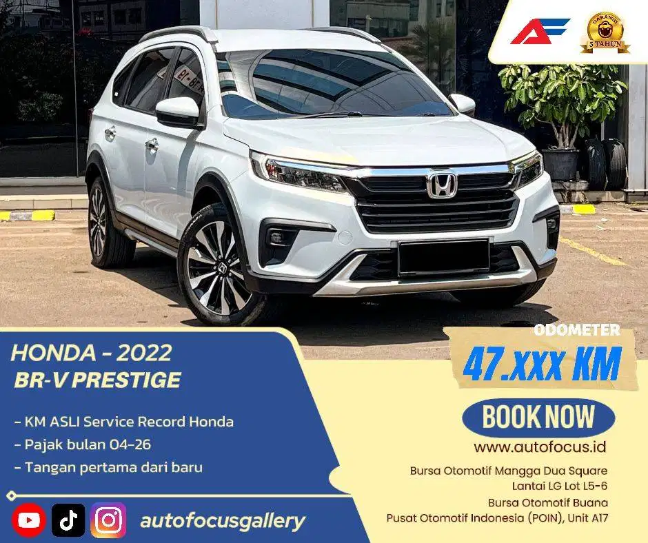 Tdp17JT Honda New BRV Prestige 1.5 Non sensing  AT Putih 2022