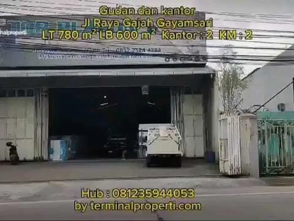 Gudang Dijual Murah SHM Hak Milik di  Jl Raya Gajah  Gayamsari Semaran