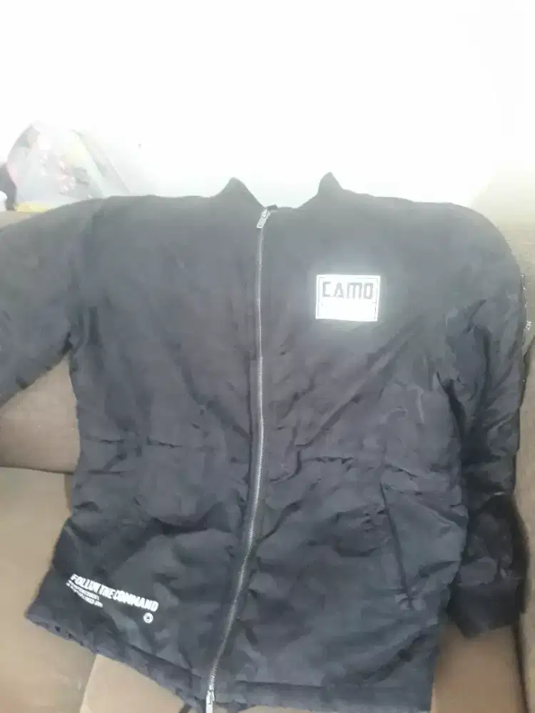 jaket camo size xl like new + topi parental advisory