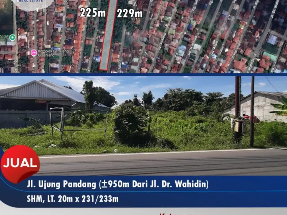 Dijual sebidang tanah luas 4559m² dipinggir Jl. Ujung Pandang