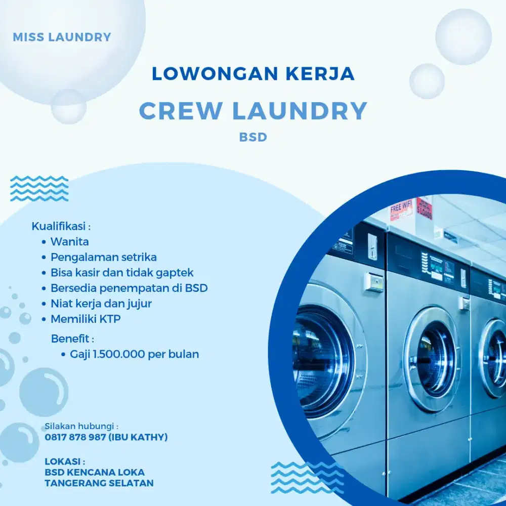 LOWONGAN KERJA LAUNDRY BSD