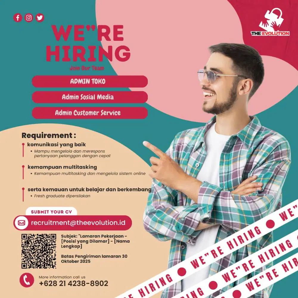 WE'RE HIRING! The Evolution membuka lowongan untuk posisi Admin!