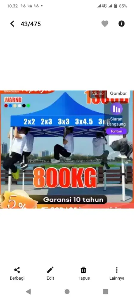 Tenda lapak ukuran paling besar untuk jualan
