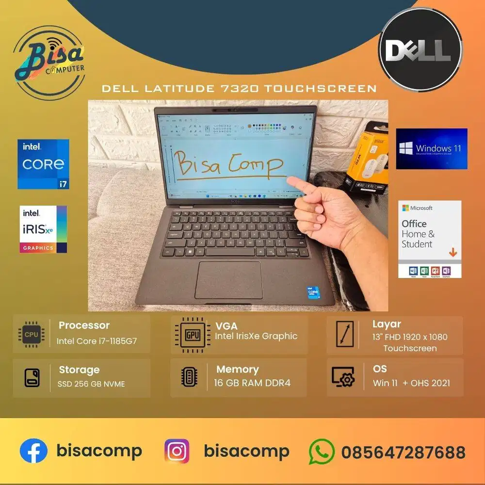 Dell Latitude 7320 Core i7 11th Gen SSD 256gb Ram 16gb 13inchFHD TS
