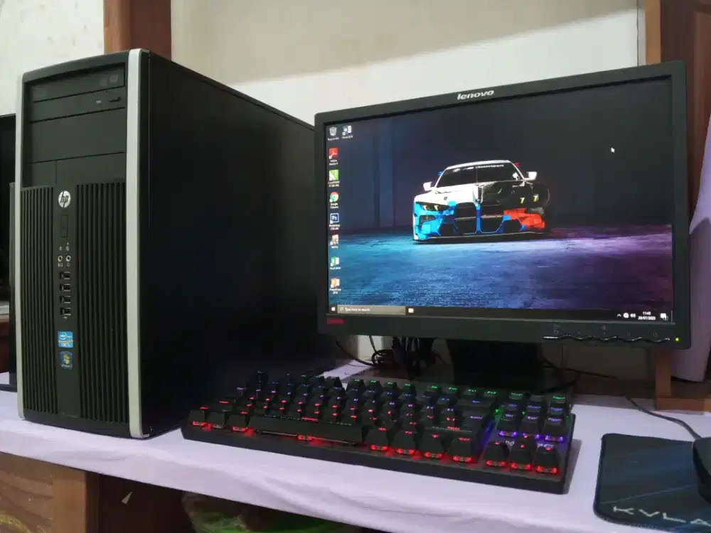 Pc editing HP / intel i5 + ram 8gb + monitor 19inch..siap pakai