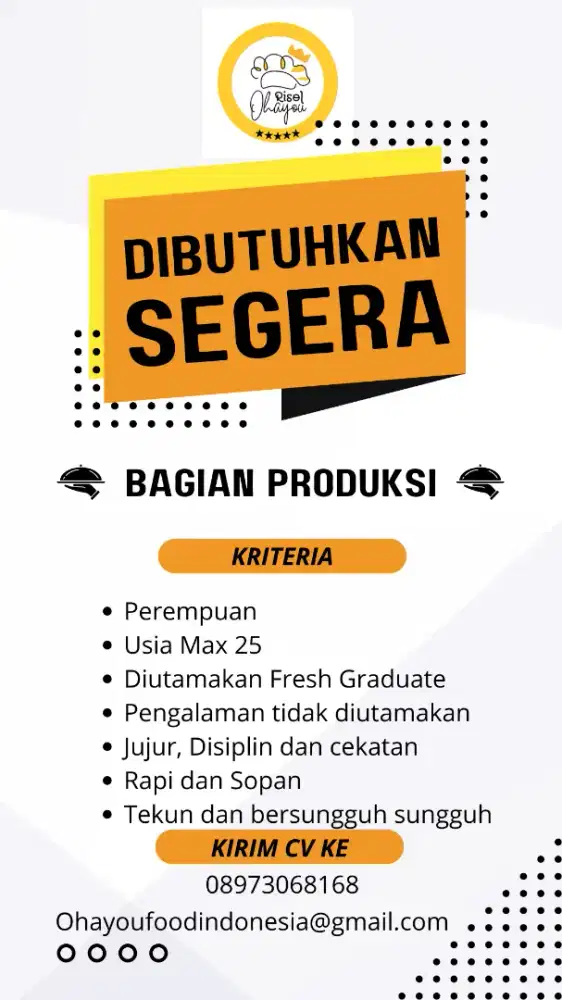Lowongan bagian produksi