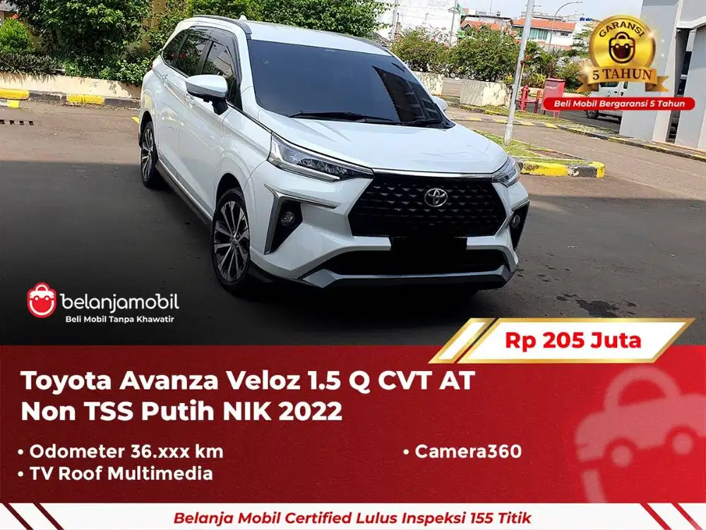 [ GARANSI 5TH ] Toyota Avanza Veloz 1.5 Q CVT AT Putih 2022/2023