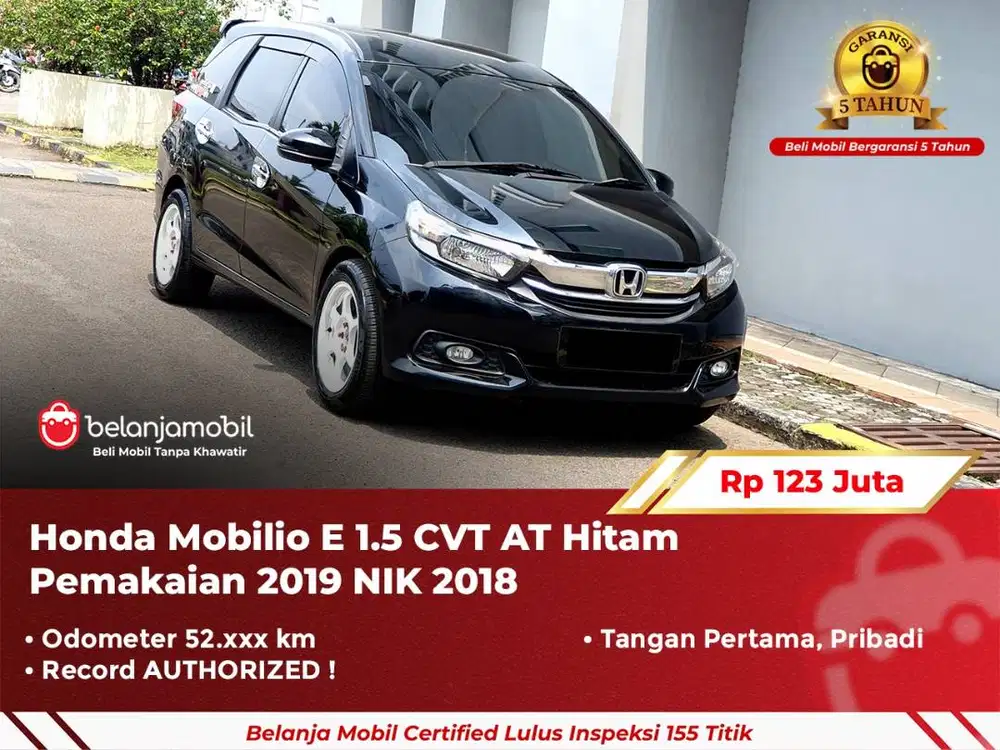 [ GARANSI 5TH ] Honda Mobilio E 1.5 CVT AT Hitam 2018/2019