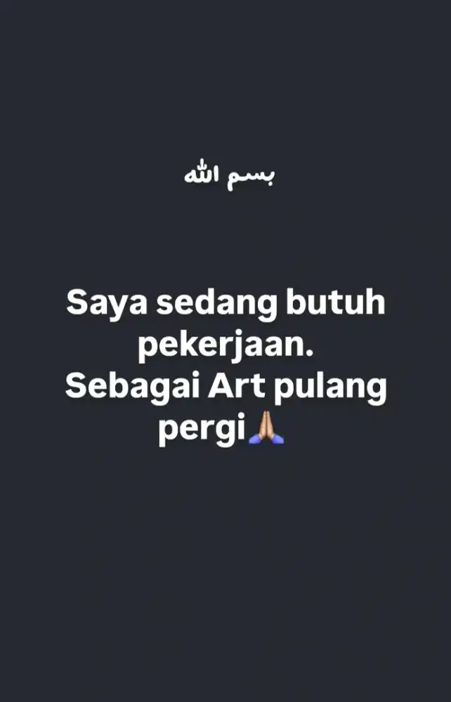 Saya sedang butuh pekerjaan sebagai Art pulang pergi