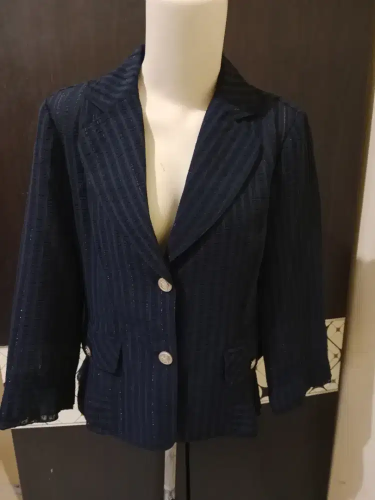 Blazer Navy garis garis preloved
