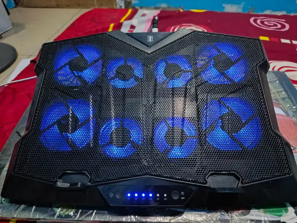 Cooling pad, kipas Laptop Gamen GCP100 kipas 8 inti