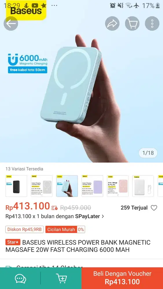 Baseus Wireless Fast Charge Power Bank BNIB Original 20 watt