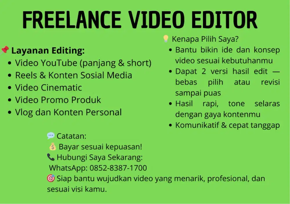 Freelance video editor