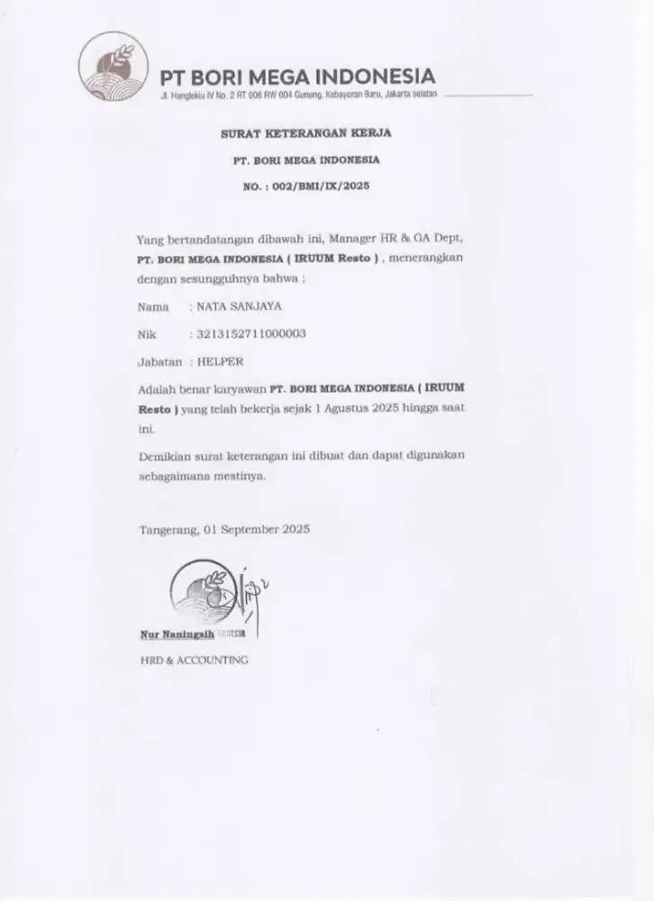 Info lowongan pekerjaan