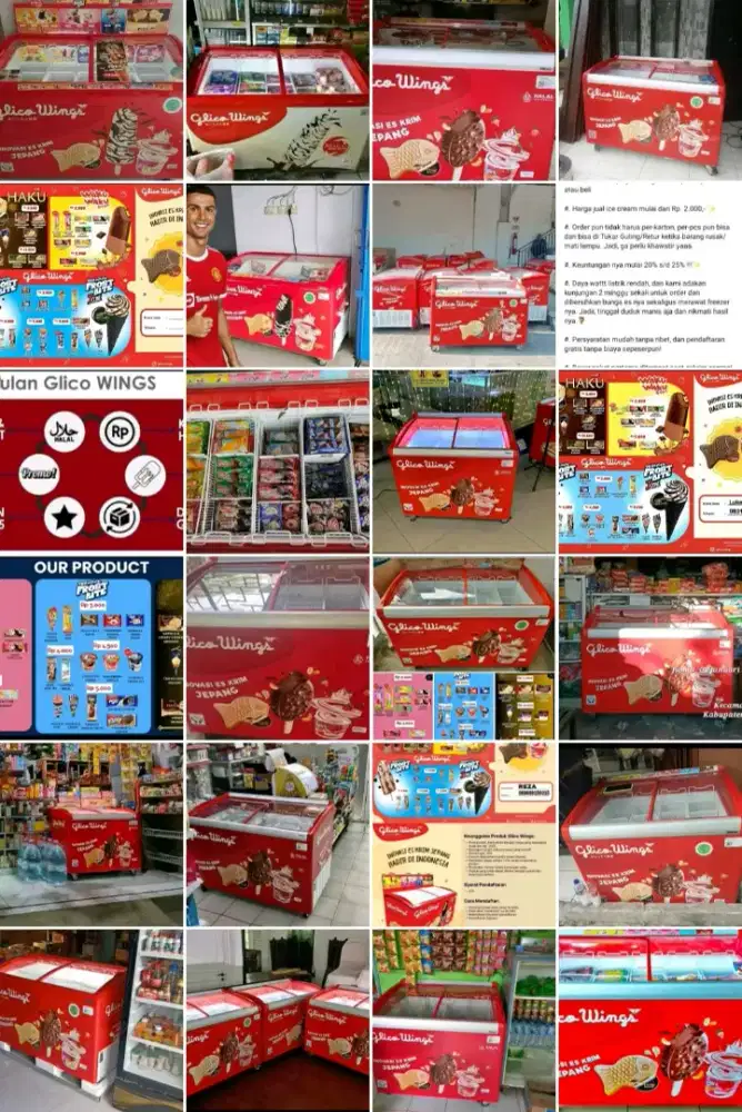 Box peti freezer eskrim Glico wings