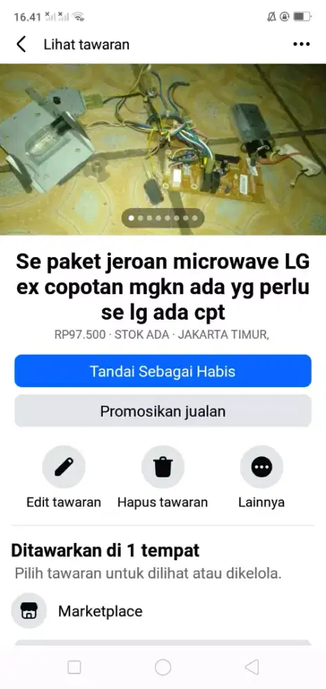 Se paket jeroan ex copotan microwave LG kond hdp mgkn ada yg tertarik