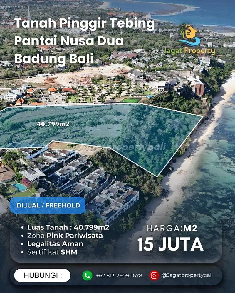 Dijual Tanah Pinggir Tebing Pantai Nusa Dua Benoa Badung Bali