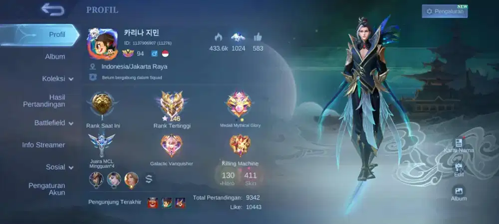 Jual santai akun ml cc ling dkk