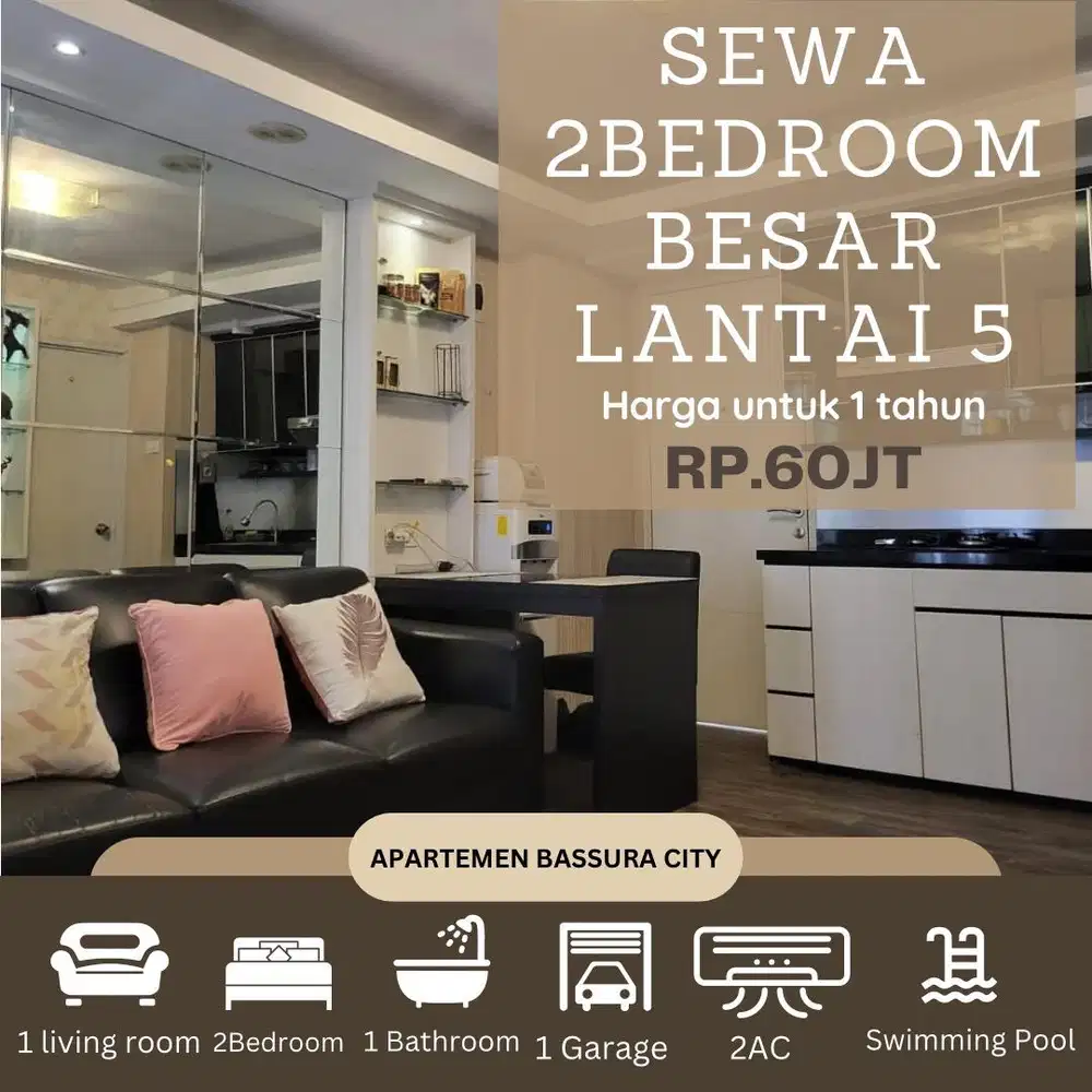 2 kamar besar mewah sewa lantai 5 apartemen bassura city