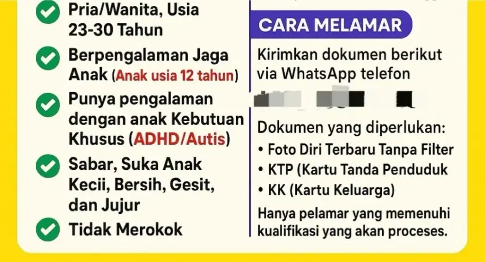 LOKER PRIA/WANITA: ART + JAGA ANAK ABK, JAKBAR