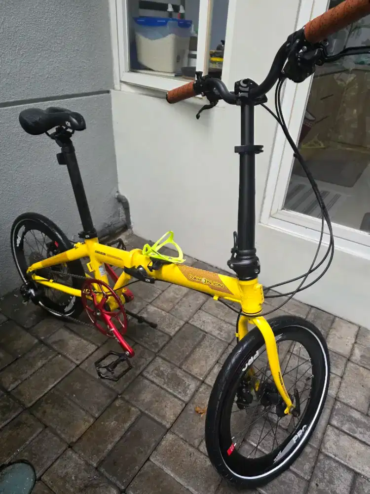 Jual sepeda lipat Dahon ION warna kuning sudah di upgrade kondisi 95%