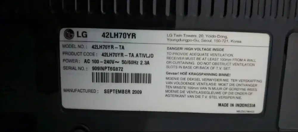 TV  LG ukuran 42 inch