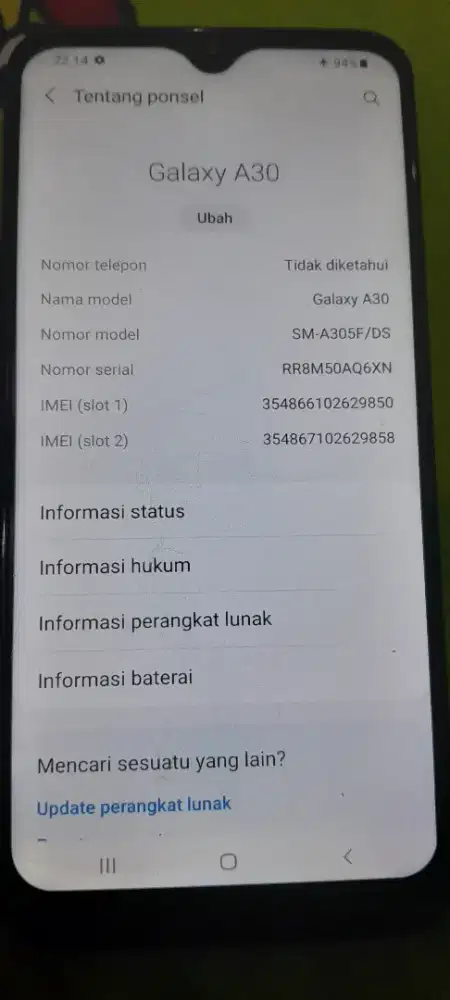 Samsung A30 4g 4/64gb batangan di utan kayu