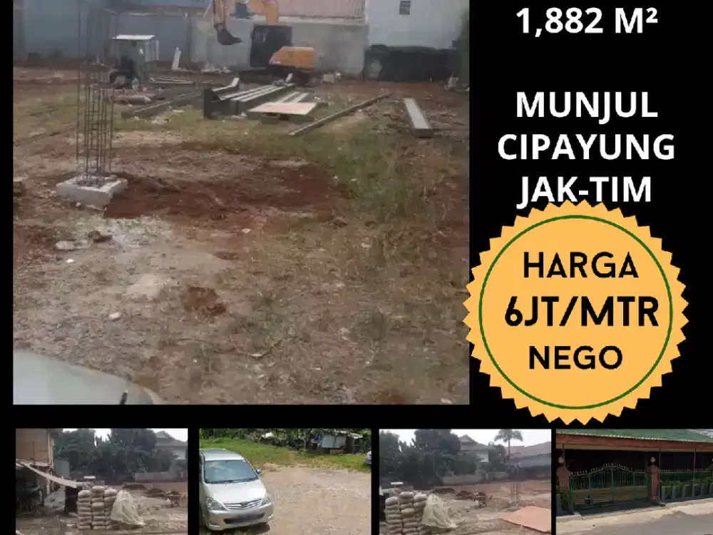 DIJUAL CEPAT TANAH DATAR LOKASI STRATEGIS DI MUNJUL CIPAYUNG JAK-TIM