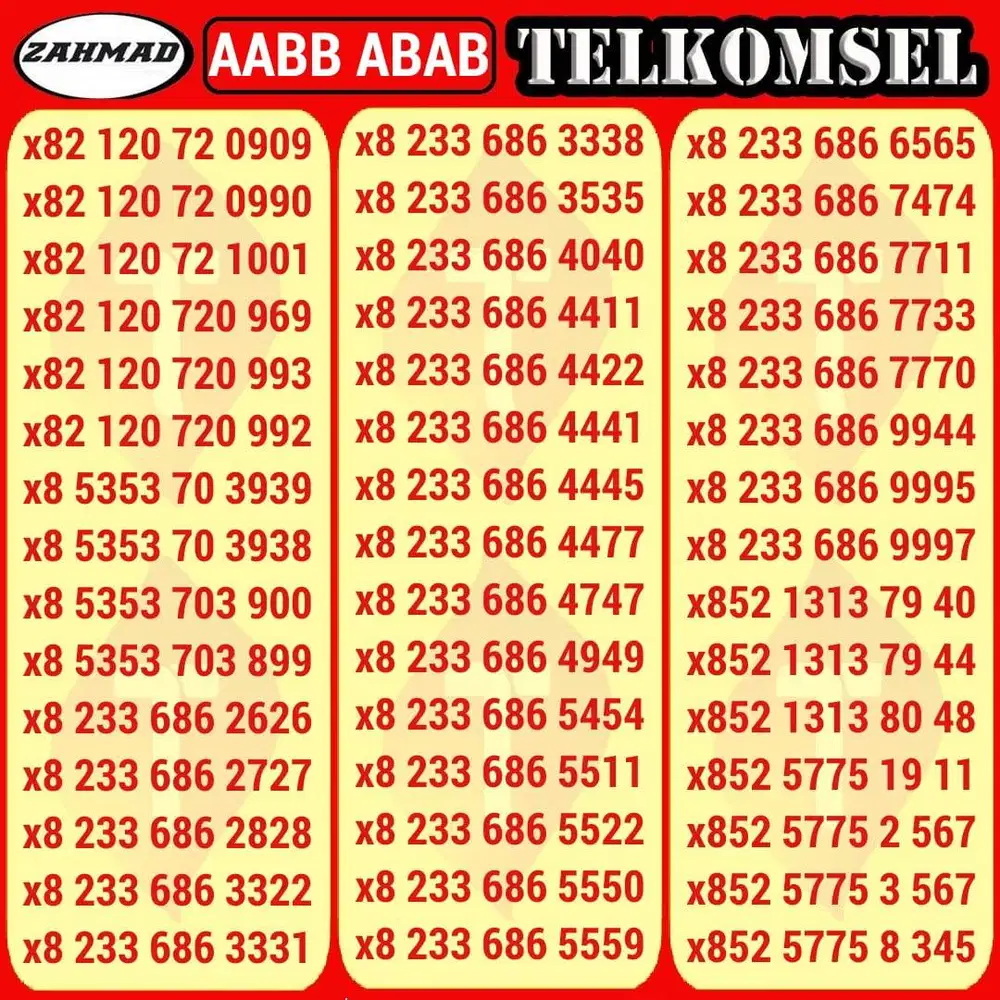 TSEL-B) NOCAN Telkomsel AABB ABAB ABBA kartu perdana nomor cantik simp