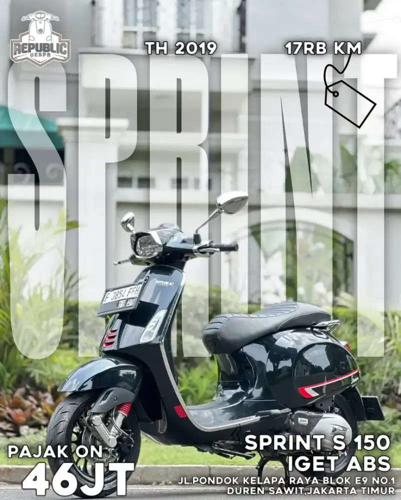 DIJUAL VESPA SPRINT S 150 IGET ABS LED THN 2019 PERFECT CONDITION