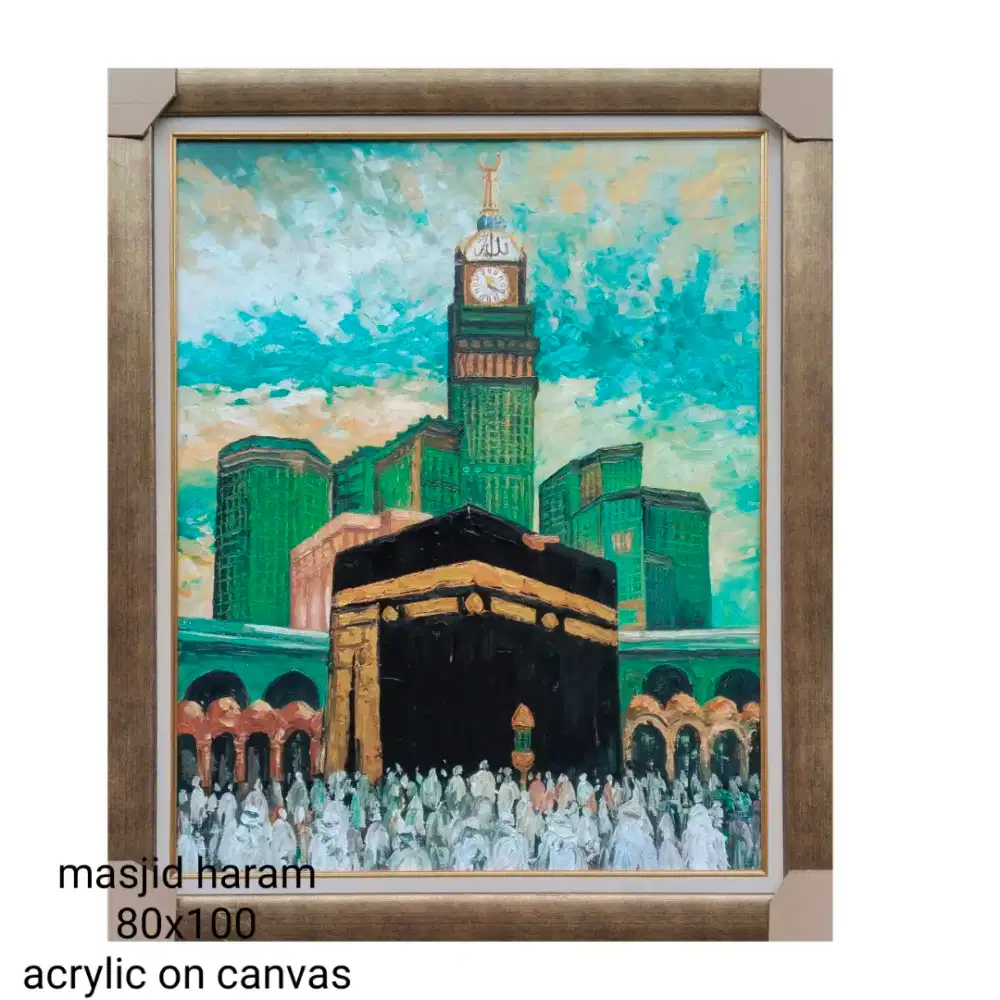 Lukisan Ka'bah cat akrilik diatas kanvas