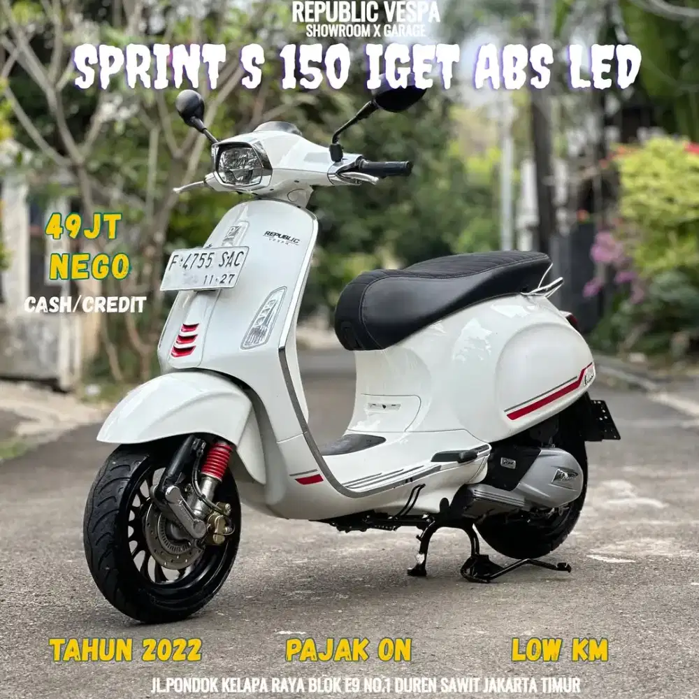 DIJUAL VESPA SPRINT S 150 IGET ABS LED THN 2022 PERFECT CONDITION