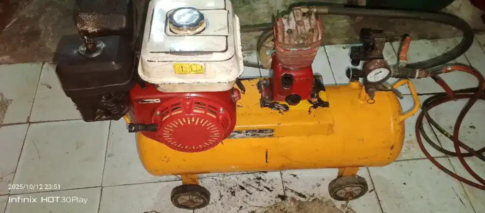 Kompresor 3/4pk mesin normal kok bahan bakar bensin piston 1 siap pke