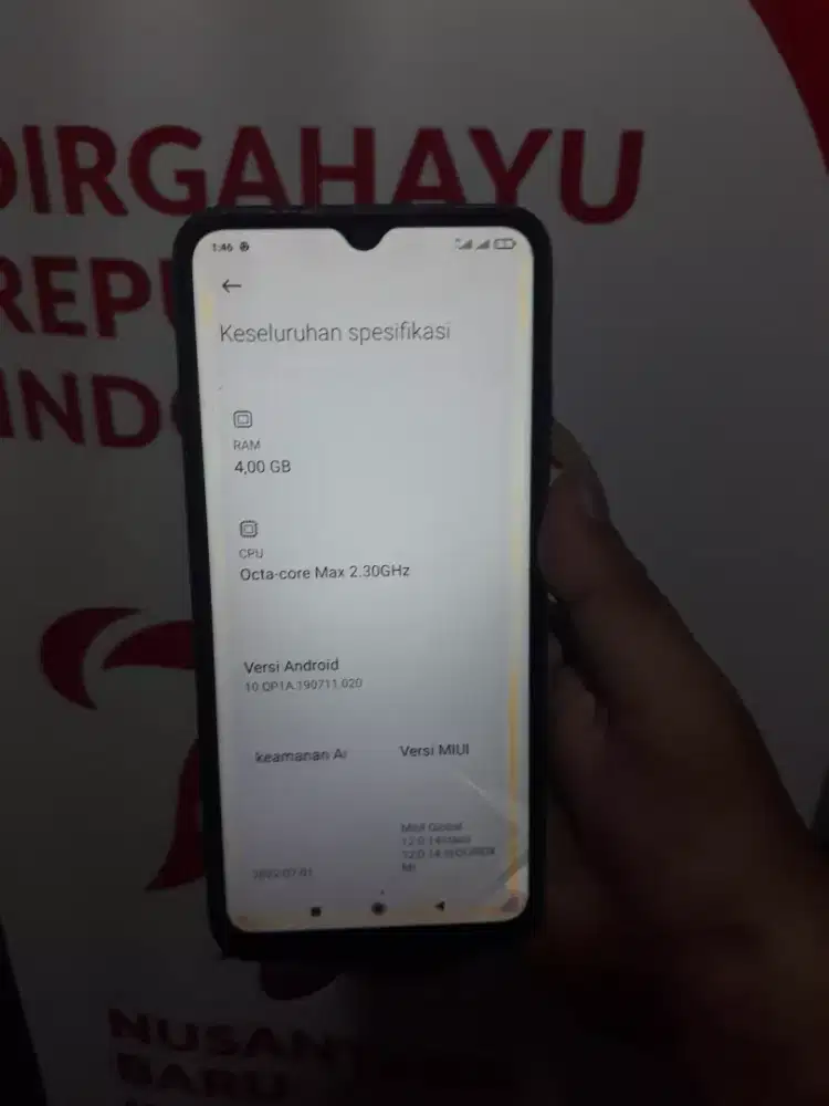 REDMI 9C RAM 4/64 MINUS KAYA DI POTO LAYAR SADOW KUNING