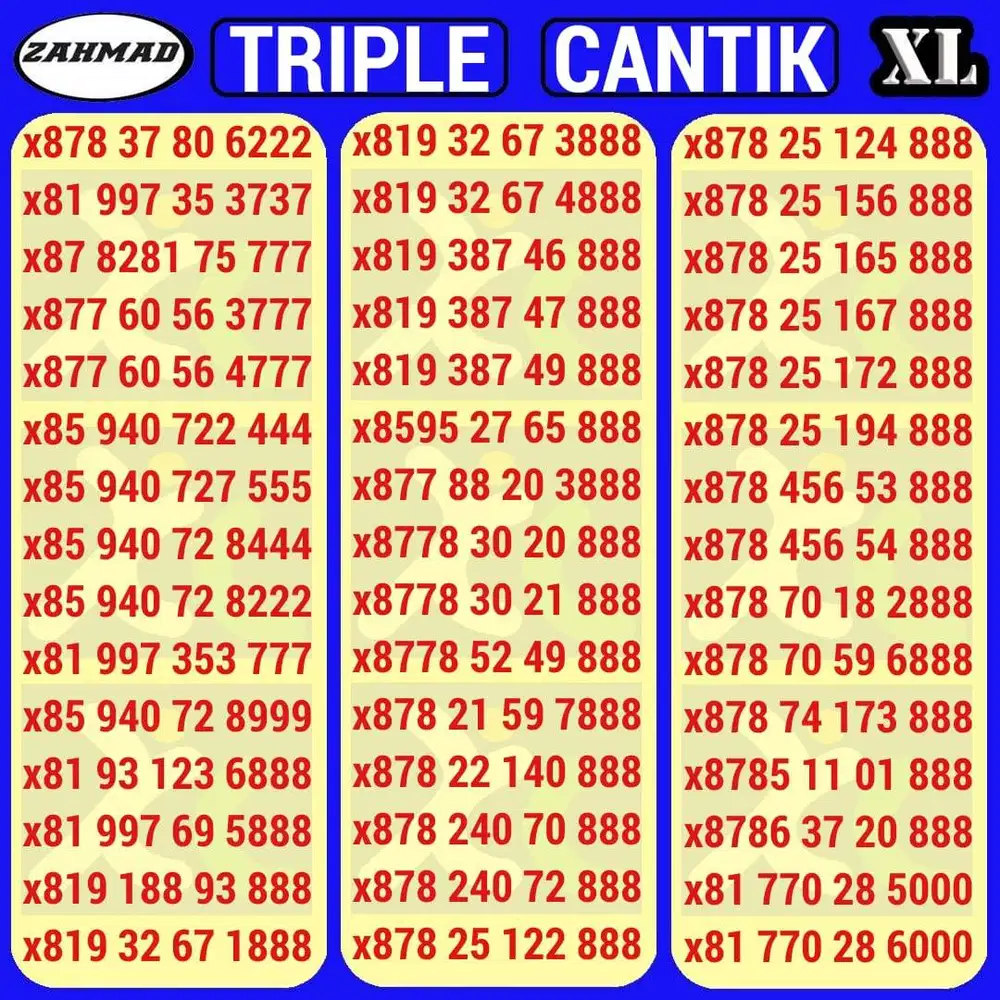 XL-C) NOCAN XL Triple kartu perdana nomor cantik 888 999 seri murah