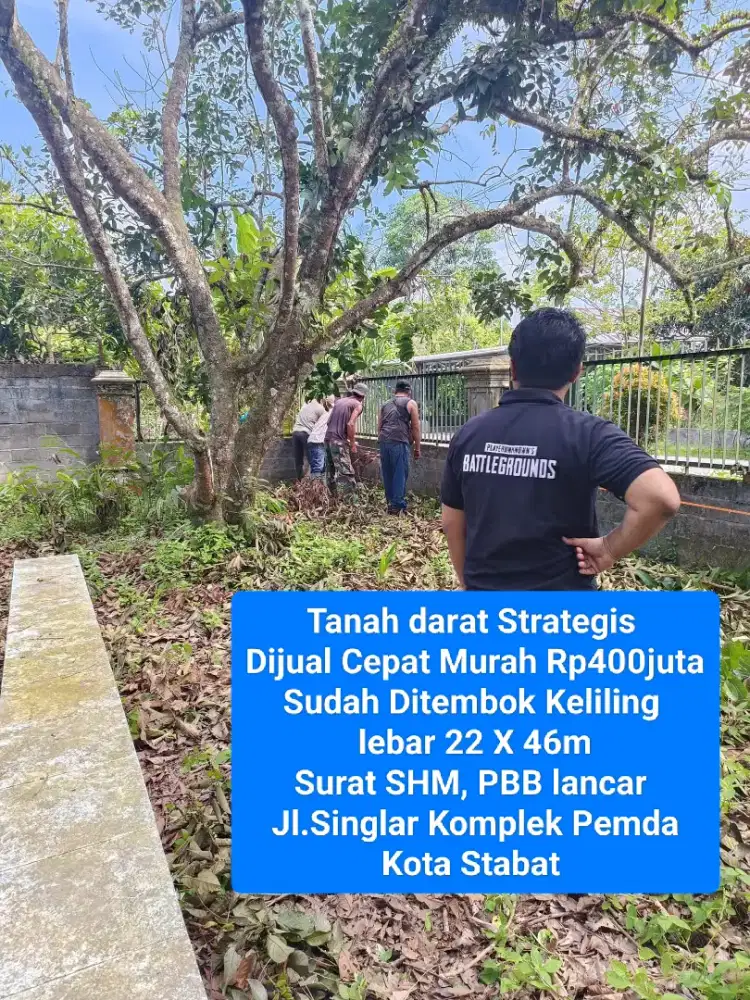 Dijual Cepat Murah Tanah Darat Strategis,SHM Sudah Ditembok Keliling